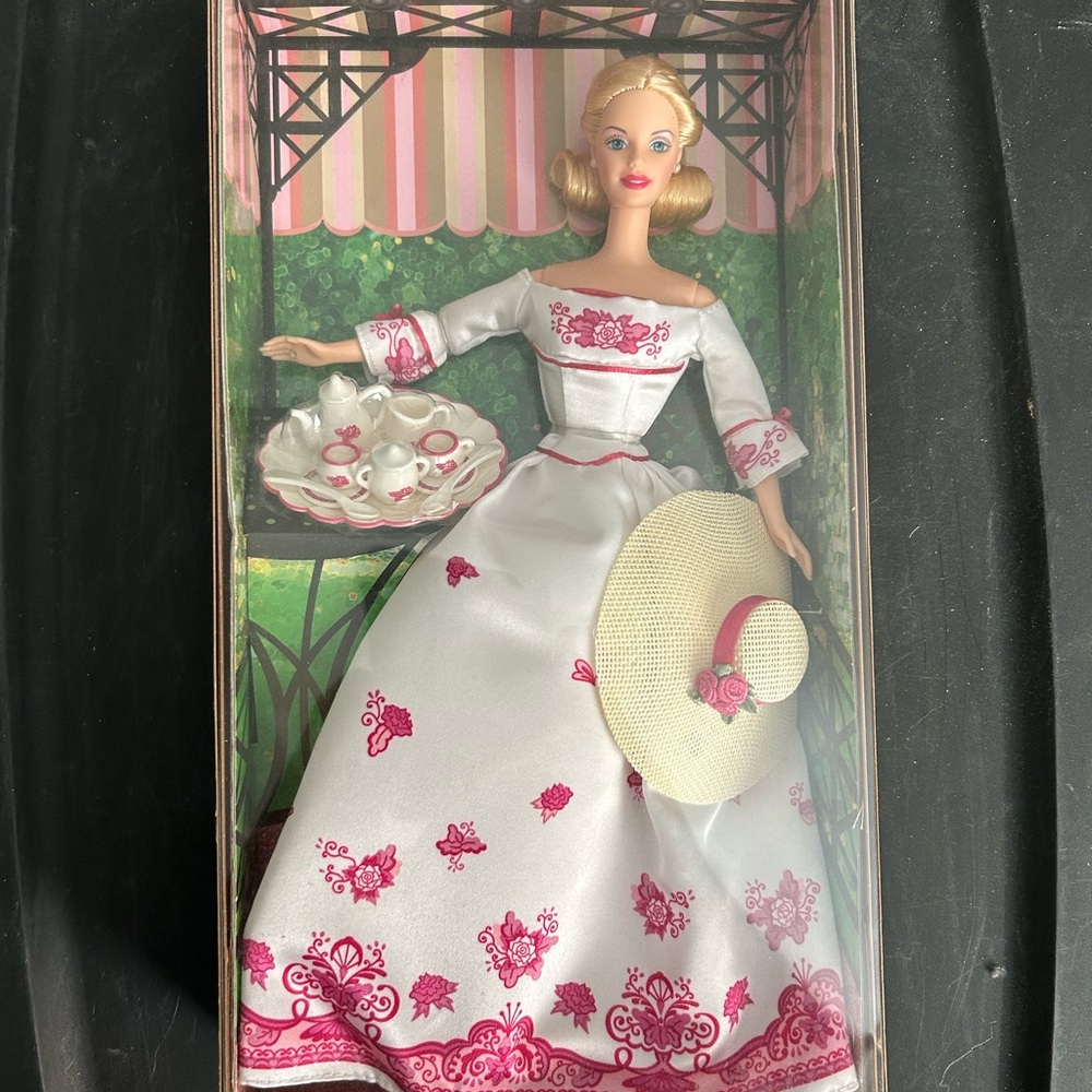 Barbie Victorian Tea Elegant Doll in White and Pink Dress with Hat